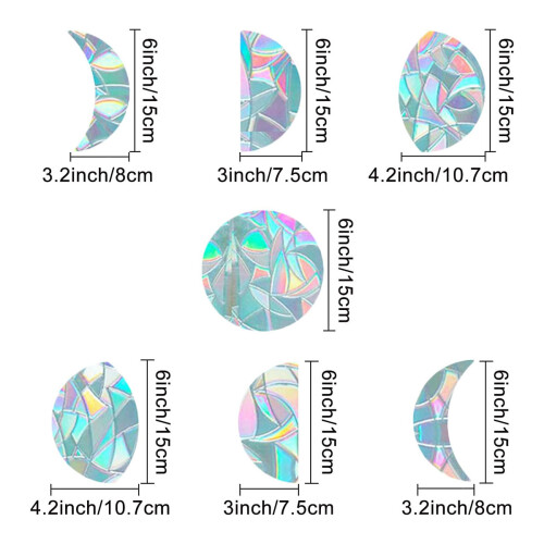 Colorful Prism Pattern Nonstick PVC Material Decals, Reusable Static Cling for Smooth Surface Glass Doors and Windows 1