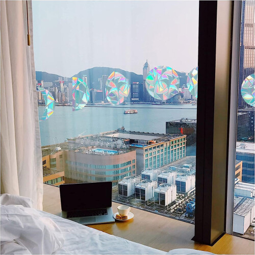 Colorful Prism Pattern Nonstick PVC Material Decals, Reusable Static Cling for Smooth Surface Glass Doors and Windows 2