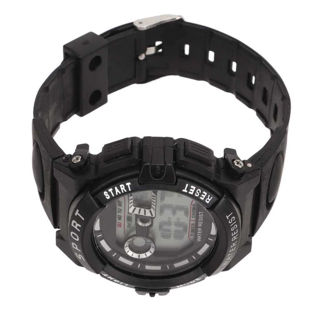 Men Digital Sports Watch Wr50m Waterproof Luminous Alarm Black 8751370549232