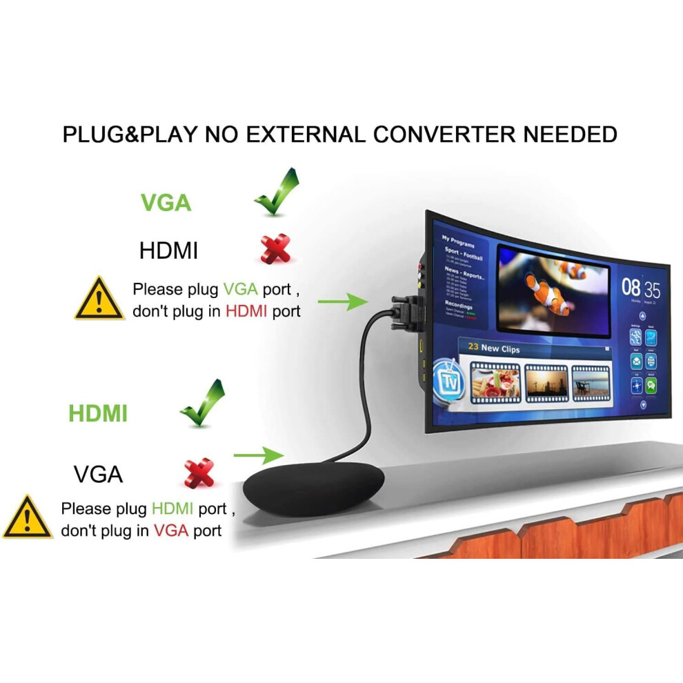 Compact Design Hdmi To Vga Adapter, Unidirectional Convert For High Definition Monitors, Plated Connector Ensuring Superior Stability Gold 9169997198471