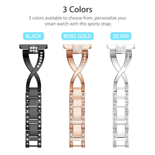 Ρυθμιζόμενο μέγεθος λουριού ρολογιού Fitbit, μεταλλικό λουράκι Bling από κράμα 1