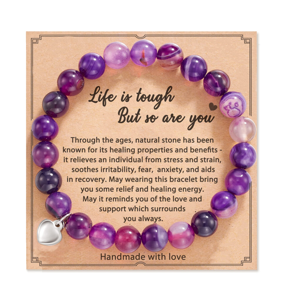 Relief Depression Anxiety Stress Bracelet, Unique Gift for Her with Adjustable Bracelet and Healing Relaxation Design, Natural Lava Stone Bead for