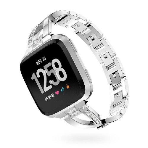 Ρυθμιζόμενο μέγεθος λουριού ρολογιού Fitbit, μεταλλικό λουράκι Bling από κράμα