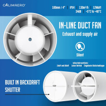 Attwood Turbo 4 Inch Inline Booster Duct Fan, Cabin Ventilation Fan With Optimal Air Distribution For Rooms Up To 13 M², Energy-Efficient Blower For