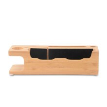 Elegante base di ricarica da scrivania in legno di bambù, supporto multifunzione per Apple Watch e iPhone, decorazione in bambù naturale per casa e