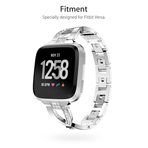 Ρυθμιζόμενο μέγεθος λουριού ρολογιού Fitbit, μεταλλικό λουράκι Bling από κράμα 2