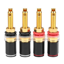 4 Unidades de LigaçãO de Terminal de Alto-Falante HiFi Post Cobre Puro Banhado um Ouro Conector de Amplificador para Plugue FêMea de Banana Jack