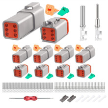 5 Set 6 Pin DT Connector Kit, Waterproof DT Connector, Size 16 Stamped Contacts, Seal Plugs for Car, Truck, Motorcycle