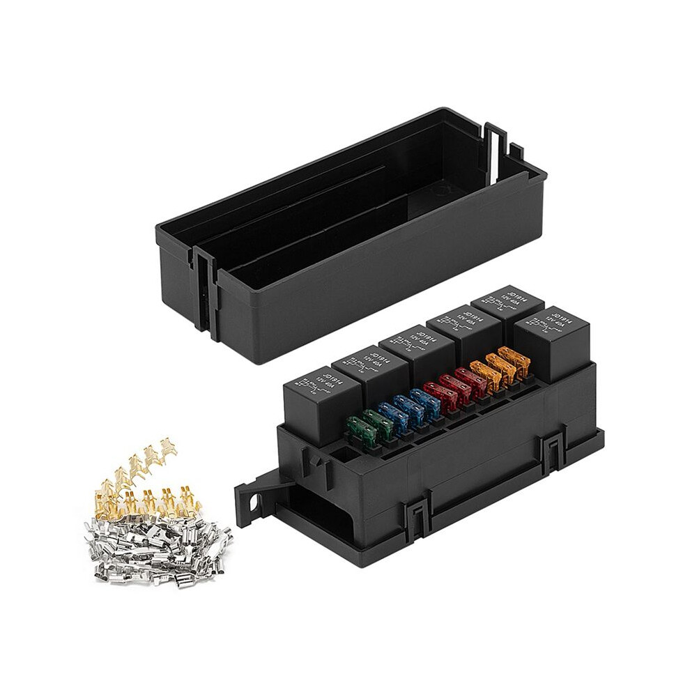 12V Auto 11 Way Fuse Relay Box Block With 5 Pin Relay And Fuses For Automotive Car Marine Truck Trailer Boat 6033792679783