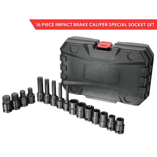 16-Piece Impact Brake Caliper Socket Tool Set , 1/2inch Drive Brake Adjusting Tool for 1