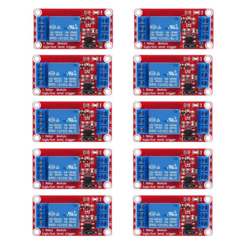 10pcs Relay Module  12V Relay Board 1 Channel with Optocoupler Isolation Support High or Low Level