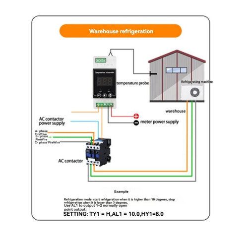 LED Rail Thermostat AC220V 2-Way Relay Din Rail Mounted Controller Heating and Cooling Temperature Alarm Controller A 2