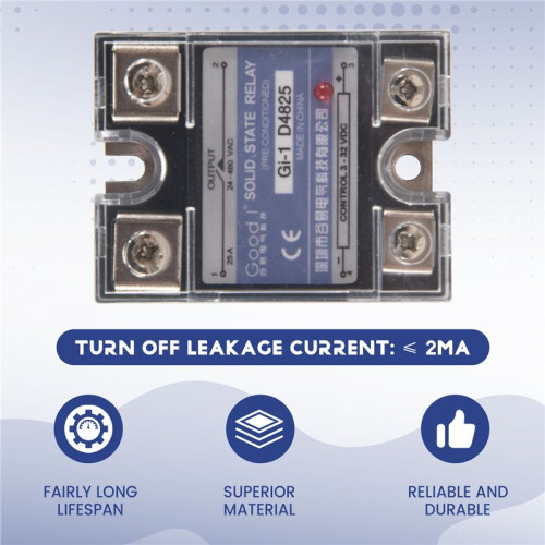 SSR 25A 3-32V  To 24-480V AC Single Phase Solid State Relay  Control AC MGR-1 D4825 Load Voltage 1