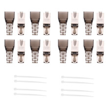 8Pcs Tool-Free Shielded RJ45 Cat 7 Termination Plug Cat7 Plug / Cat7 Connector Connectors Modular 23/24AWG-Black