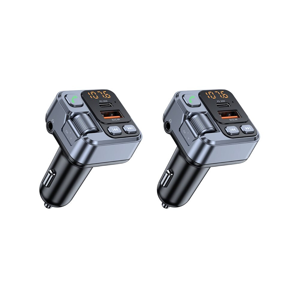 2Pcs Car Fm Transmitter Car Charger 30W Pd Usb-C Fast Charger For Wireless Hands Free Call Mp3 Player 4713617498394