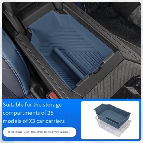 For  X3 2025 G45 Central Control Armest Box Storage Box Double Layer Console Organizer Interior Tidying Black 2