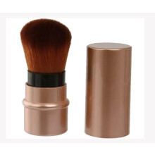 Pincel profissional para base de maquiagem, tamanho viagem, retrátil, estilo kabuki, com tubo de alumínio, cerdas sedosas para aplicação de