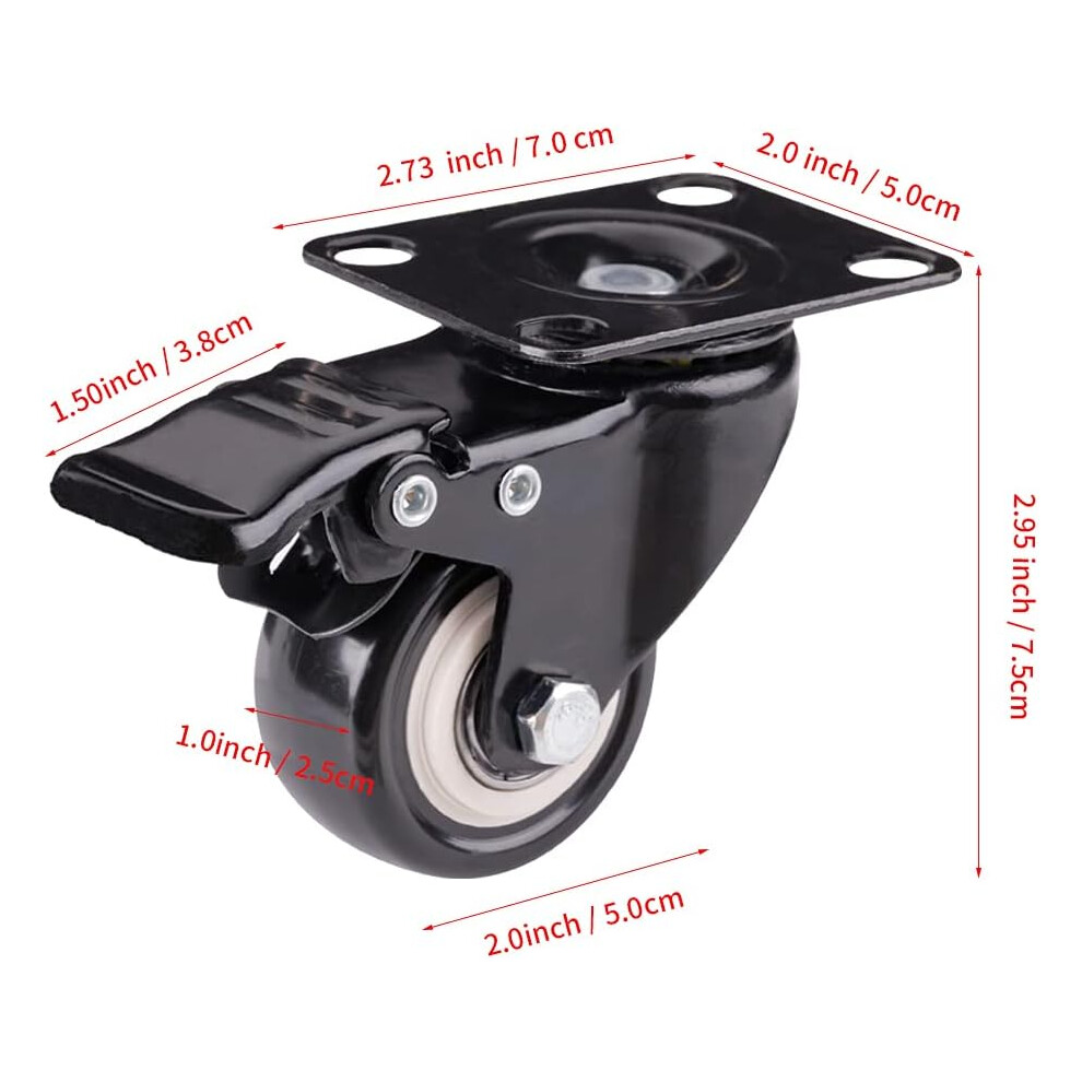 Swivel Caster Wheels, Heavy Duty Polyurethane Wheels With Double Ball Bearing And Locking Casters, Smooth Quiet Gliding For Various Terrains, 9169997199034