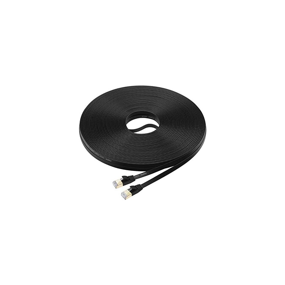 Ethernet Cable 15M, Solid Bare Copper Wires Dual-Shielding, Flat Design For Minimal Noise And Interference Black 9358999383743