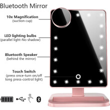 Vanity Mirror with Bright Led Lights, Touch Sensor Dimming & Detachable Magnifying Mirror, Durable Design, 180 Degree Rotation, Portable for Women
