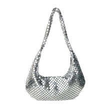 Mode dames handtassen metalen pailletten onderarm-Zilver