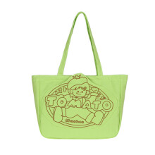 Dames Tote Schoudertas Leuke Cartoon Print-Groene enkele tas