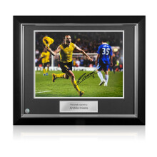Andres Iniesta Signed Barcelona Football Photo: Semi-Final Goal. Deluxe Frame