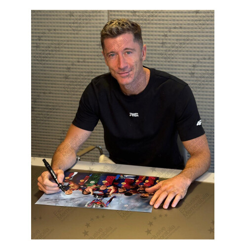 Robert Lewandowski Signed Barcelona Football Photo 1