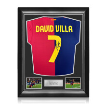 David Villa Signed Barcelona 2024-25 Football Shirt. Superior Frame
