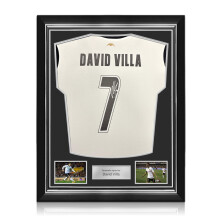 David Villa Signed Valencia 2024-25 Football Shirt. Superior Frame
