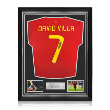 David Villa Signed Spain 2020 Football Shirt. Superior Frame