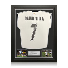 David Villa Signed Valencia 2024-25 Football Shirt. Standard Frame
