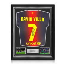 David Villa Signed Original Barcelona 2012-13 Football Shirt. Superior Frame