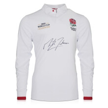 Martin Johnson Signed England Rugby Shirt: Champions Embroidery
