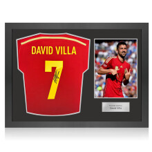 David Villa Signed Original Spain 2013-15 Football Shirt. Icon Frame
