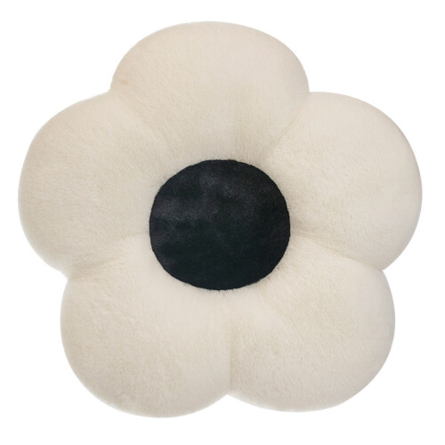 Flower Shaped Plush Cushion 19.7" White Soft Decorative Pillow 1