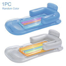Inflatable Pool Lounger With Built-In Cupholder Comfortable Recliner For Lakes Beaches Swimming Pools Durable Foldable Design Wide Backrest Armrests S