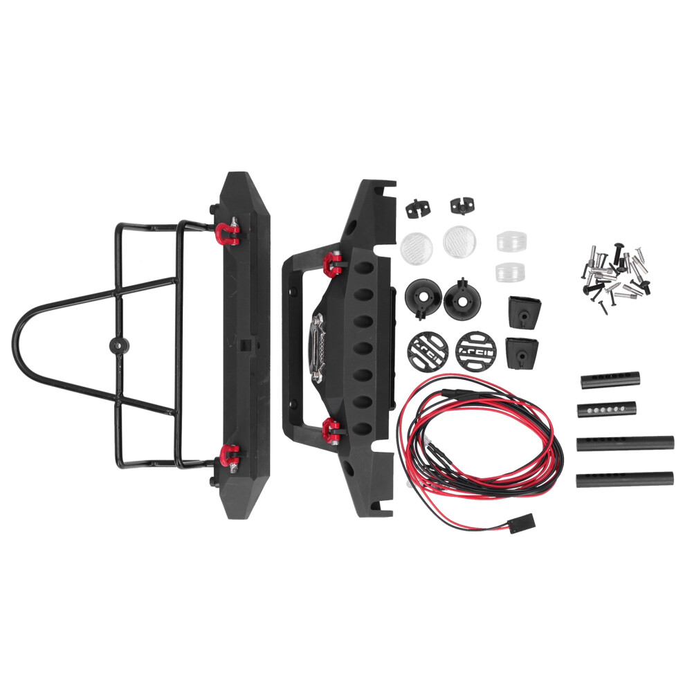 Aluminium Alloy Anti Collision Front Bumper Led Lights Upgrade Parts For Rc Crawler Car Durable Metal Front Bumper With Winch Installation Position No 9301476013183