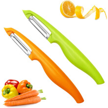 Snelschiller voor knoflook, ui en aardappel, keukenmes met microgekartelde roestvrijstalen messen voor moeiteloos snijden, multifunctionele schiller
