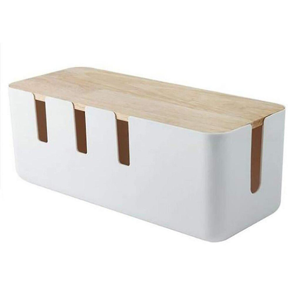 Sleek Desk Companion, Surge Protector Box With Bamboo Lid And Under Desk Power Strip Organizer, Heat Dissipation Cable Management Box For Computer 9004841739274