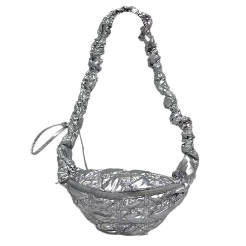 Umhängetasche mit gerafftem Design, plissierte-Silber