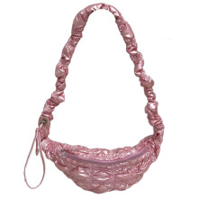 Lady Purse Pleated Bag Ruched Design Satchel Bag Crossbody-Pink