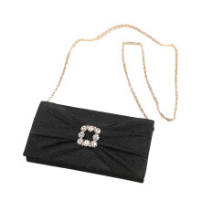 Frauen Plissee Handtasche Damen Hochzeit Party Abend-Schwarz