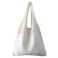 Modieuze gebreide handtas met holle details voor dames,-Wit