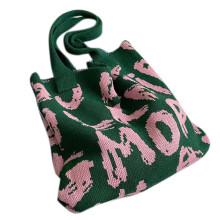 Mode gebreide schoudertas Mode draagtas Casual-groen poeder