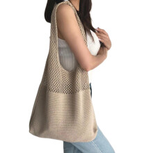 Sac à bandoulière tricoté chic et confortable, grand sac à -Kaki
