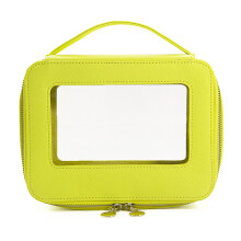 Trousse à cosmétiques transparente, trousse de toilette,-Jaune