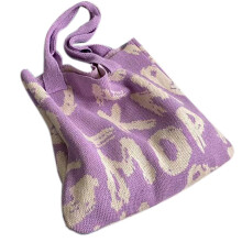 Mode draagtas Elegante casual gebreide schoudertas-paars wit