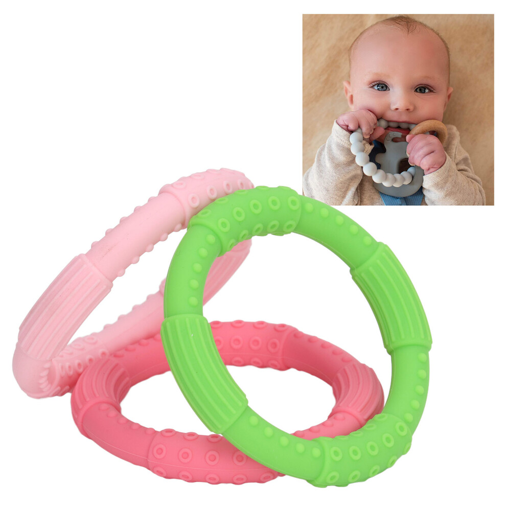 3pcs Bright Color Silicone Baby Teething Bracelets 8x8cm for Gum Relief