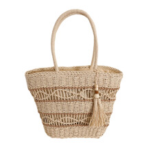 Sacs à bandoulière tissés en paille, sacs de voyage-Beige